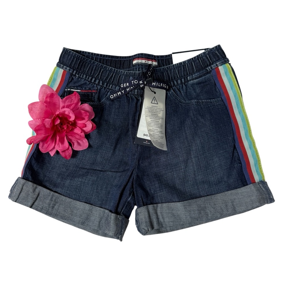 Tommy Hilfiger Kids Denim Shorts Girls size 8
 Rainbow Stripes
